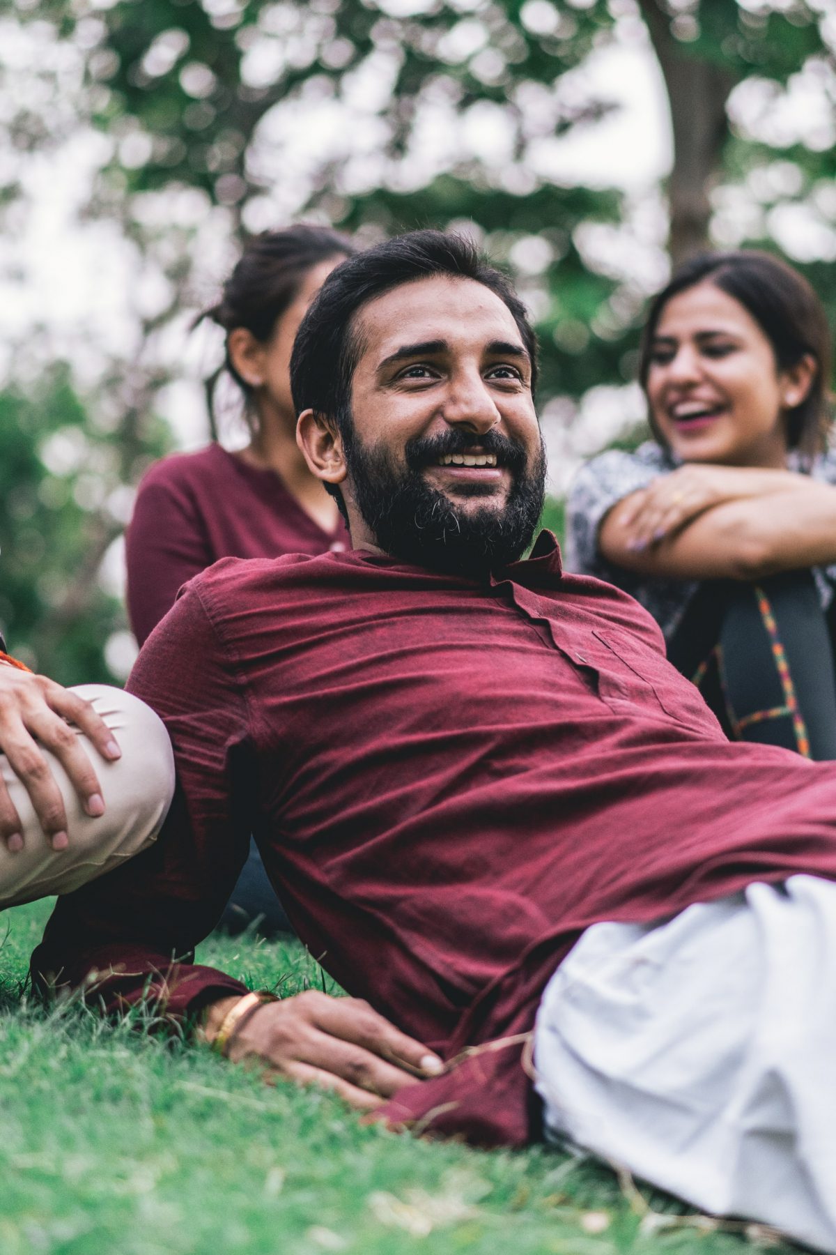 Man relaxing on grass
