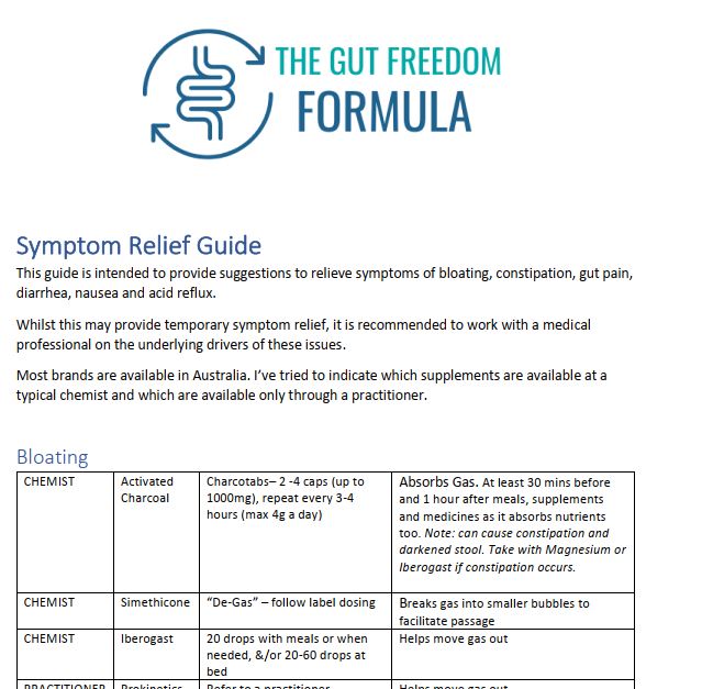 Gut symptom relief screenshot